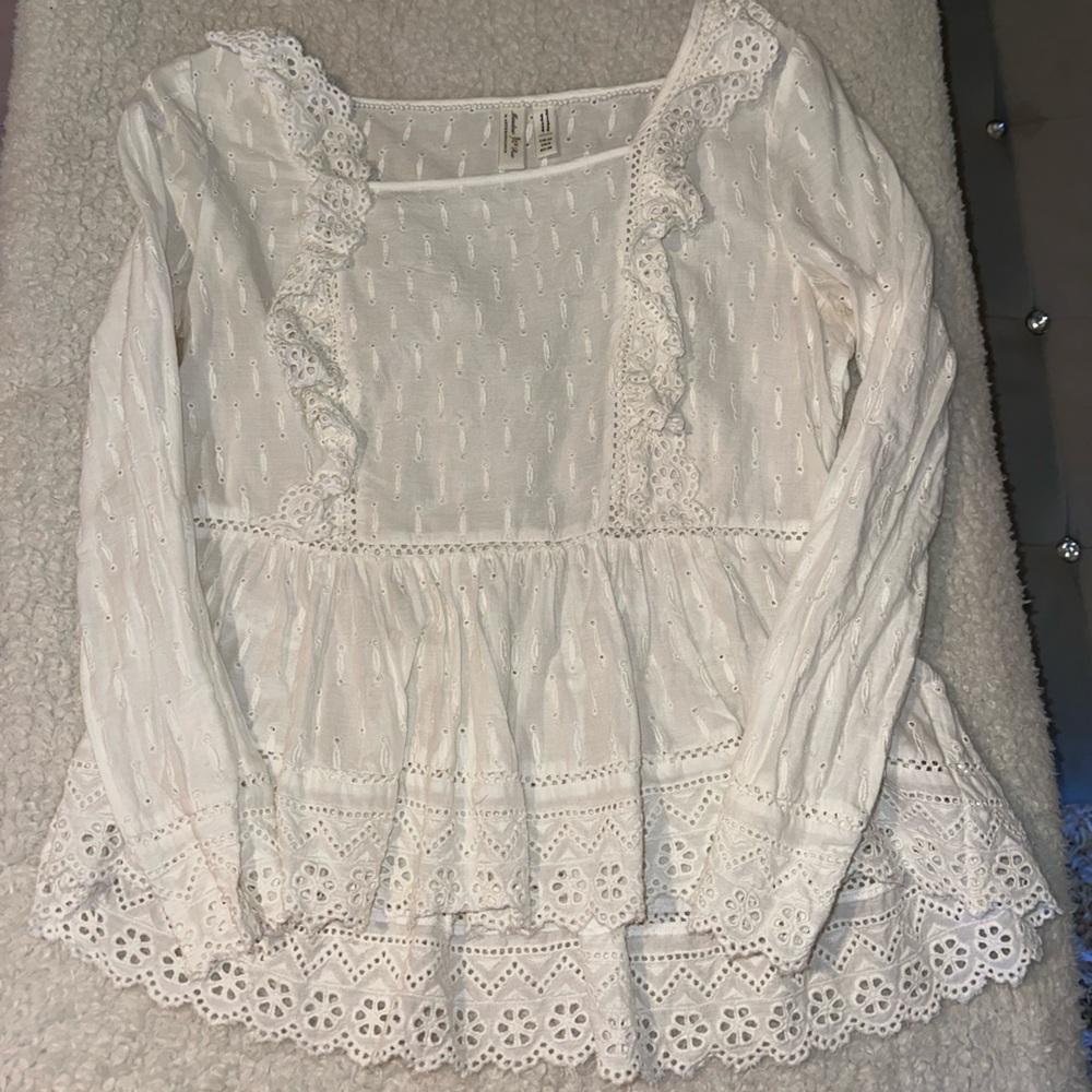 Anthropologie White Eyelet Blouse
